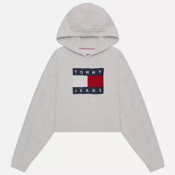 Женский свитер Tommy Jeans Center Flag Cable Hoodie, цвет белый, размер S