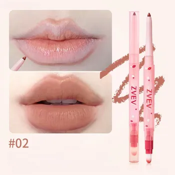 Карандаш для губ Mist Lip Liner с двойной головкой и кисточкой для губ Natural Silky Smooth Водостойкая помада Двойного назначения Перманентный макияж Ежедневный женский модный макияж