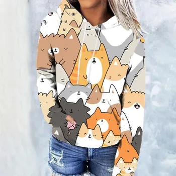 Женская толстовка с капюшоном Cat Cat Series Digital Trend Printed S