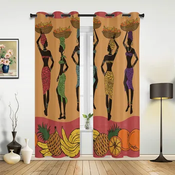 Ethnic Style African Women Black Women Curtains for Bedroom Living Room Drapes Kitchen Children s Room Window Curtain Home Decor 135W x 60H(cm) x1