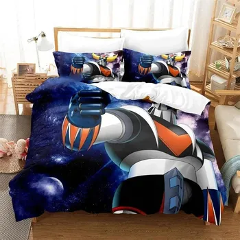 Комплект постельного белья Goldorak Grendizer, пододеяльник, одеяло, комплект постельного белья, пододеяльник, наволочка, размер King Queen Twin для мальчиков и девочек взрослых 70x133cm 2pcs
