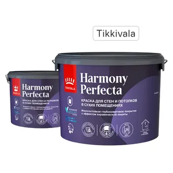 Краска для стен и потолков Tikkurila Perfecta моющаяся матовая цвет белый база А 9 л