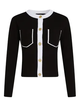 Кардиган с контрастной окантовкой KARL LAGERFELD, черный