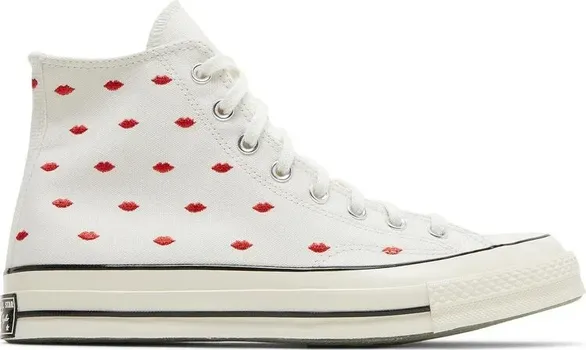 Кроссовки Converse Chuck 70 Embroidered Lips High Love Me - Vintage White, белый