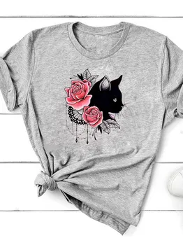 Футболки с рисунком Paw Cat Dog Love Heart Trend, одежда, летние хлопковые топы, модные женские футболки с короткими рукавами и принтом S