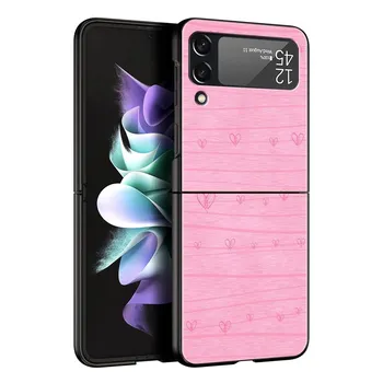 Золотой розовый блестящий чехол для телефона с сердечками для Samsung Galaxy Z Flip 3 4 5 Чехол для Samsung Z Flip3 Flip4 Жесткий чехол-бампер для ПК Samsung Z Flip 3