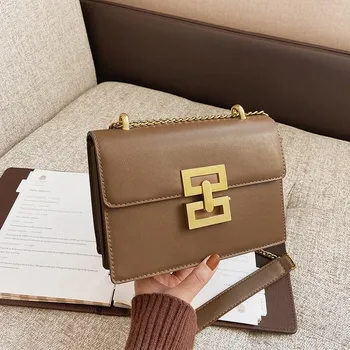 IELGY women s retro fashion chain small square bag, creative lock messenger bag чёрный