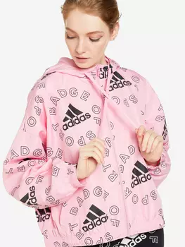 Ветровка женская adidas Essentials Logo AOP, Розовый, размер 52-54