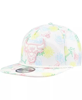 Мужская белая регулируемая кепка для гольфиста Chicago Bulls Palm Trees and Waves New Era, белый