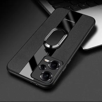 Для POCO F5 чехол с магнитным кольцом-подставкой, чехол для телефона для Xiaomi Poco F5 Pro, защитная задняя крышка из оргстекла из искусственной кожи For POCO F5 5G красный