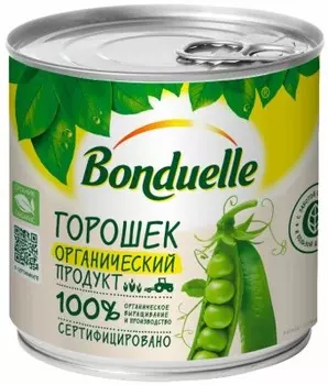 Горошек зеленый бондюэль 400 г органик ж/б