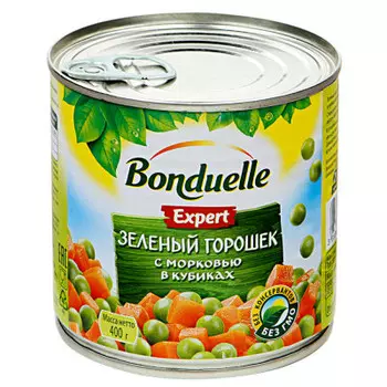 Горошек зеленый Bonduelle с морковью в кубиках 400г