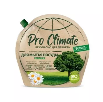Гель для мытья посуды биоразлагаемый про климат 700 мл ромашка дой-пак