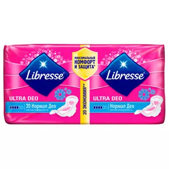 Гигиенические прокладки Libresse Ultra Normal Deo с мягкой поверхностью, 20шт