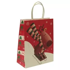 Пакет подарочный новогодний крафт 21*15*8