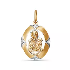 Подвеска из красного и белого золота с фианитами 031366
