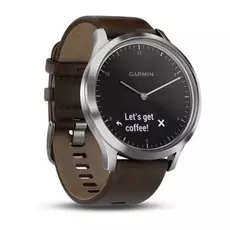 Спортивный навигатор Garmin VIVOMOVE HR серебряные с темно-коричневым кожаным ремешком (010-01850-24)