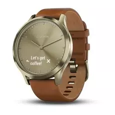 Спортивный навигатор Garmin VIVOMOVE HR золотые со светло-коричневым кожаным ремешком (010-01850-25)