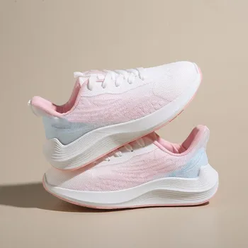 Fashion Breathable Net Upper Footwear Breathable Sport Sneakers Lace up Classic Casual Woman Shoes 40 серый