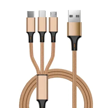 USB-кабель для быстрой зарядки универсального многофункционального кабеля 3 в 1 для сотового телефона Samsung Тип C розового золота