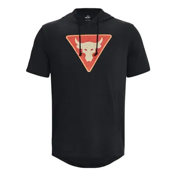 Толстовка project rock terry short sleeve hoodie 'black' Under Armour, черный