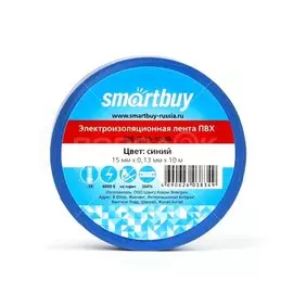 Изолента ПВХ, 15 мм, синяя, 10 м, Smartbuy, SBE-IT-15-10-db