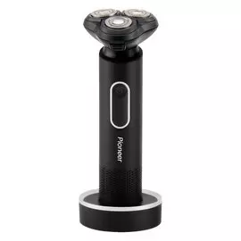 Электробритва аккумуляторная, Pioneer, BS002, роторная, сухой/влажный, 3 Вт, 0.6 А.ч, 3 бритвенные головки, черная