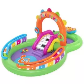 Игровой центр-бассейн 295х190х137.5 см, Sing 'n Splash, горка, барабан, 2 надувных кольца, 6 мячей, Bestway, 53117