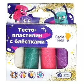 Игровой набор Genio Kids, Тесто-пластилин с блестками, 4 цвета, TA1087