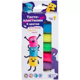 Игровой набор Genio Kids, Тесто-пластилин с блестками, 6 цветов, TA1090