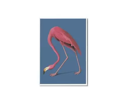 Постер PINK FLAMINGO (розовый, голубой, белый, 30)