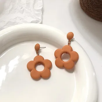 Корейские серьги-клипсы с синим цветком, без пирсинга, темпераментные серьги-клипсы с выемкой в виде цветка без проколотых ушей