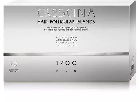 Crescina Комплекс для мужчин Follicular Islands 1700 (лосьон для стимуляции роста волос №10 + лосьон против выпадения волос №10) (Crescina, Crescina 1700)