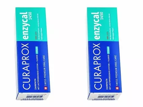 Curaprox Набор Паста зубная enzycal 1450ppm содержание фторидов менее 0,15%, 75 мл*2 штуки (Curaprox, Зубные био-пасты)