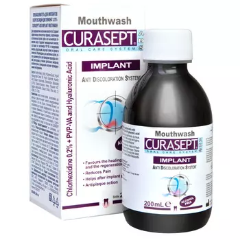 Curasept Ополаскиватель для имплантов хлоргексидин диглюконат 0,20%, 200 мл (Curasept, Ополаскиватели для полости рта)