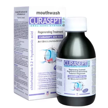 Curasept Ополаскиватель хлоргексидин диглюконат 0,20% с гиалуроновой кислотой, 200 мл (Curasept, Ополаскиватели для полости рта)