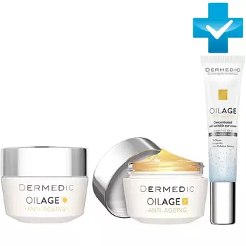 Dermedic Набор: дневной крем, 50 г + ночной крем, 50 г + крем для глаз, 15 г (Dermedic, Oilage)
