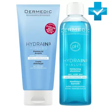 Dermedic Набор "Ежедневное очищение": гель, 200 мл + тонер, 200 мл (Dermedic, Hydrain3)