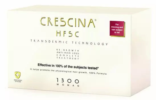 Crescina 1300 Комплекс Transdermic для женщин: лосьон для возобновления роста волос №20 + лосьон против выпадения волос №20 (Crescina, Transdermic)