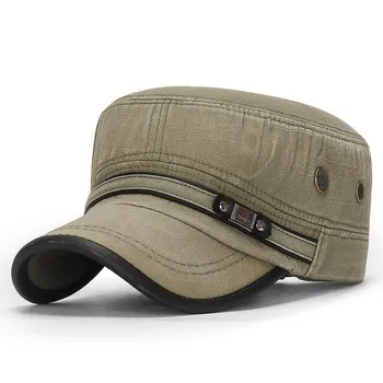 [NORTHWOOD] Кепка в стиле милитари с плоским верхом, хлопковая кепка Snapback для мужчин и женщин, винтажные бейсболки, шляпы для папы, кепка с плоским верхом 55-60 cm чёрный