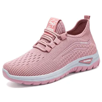 Women s Casual Sports Outdoor Running Shoes Walking Shoes Lace-Up Knitted Shoes for Spring and Summer 36 фиолетовый