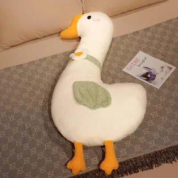 The Same Big White Goose Plush Toy Doll Girl Bed Sleeping Pillow Cute Big Goose Doll Long Throw Pillow 1m серый