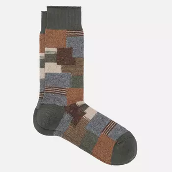 Носки Anonymous Ism Patchwork Crew, цвет оливковый, размер 41-44 EU