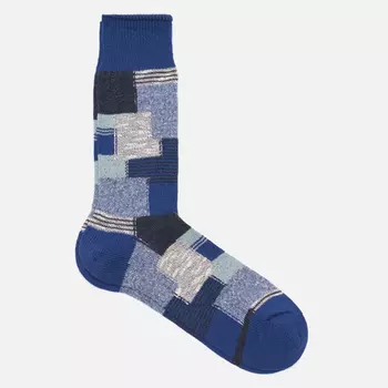 Носки Anonymous Ism Pathcwork Crew, цвет синий, размер 41-44 EU