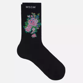Носки MSGM Bouquet Flowers, цвет чёрный, размер 35-40 EU