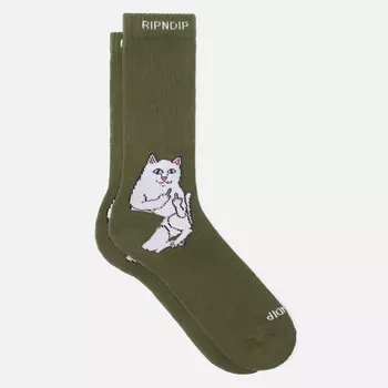 Носки RIPNDIP Lord Nermal, цвет оливковый, размер 40-46 EU