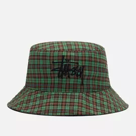 Панама Stussy Basic Plaid, цвет зелёный, размер L-XL