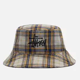 Панама Stussy Madras Plaid Big Logo, цвет жёлтый, размер S-M