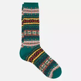 Носки Anonymous Ism Fair Isle Crew, цвет зелёный, размер 44-46 EU