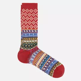 Носки Anonymous Ism Fair Isle Jacquard Crew, цвет красный, размер 44-46 EU